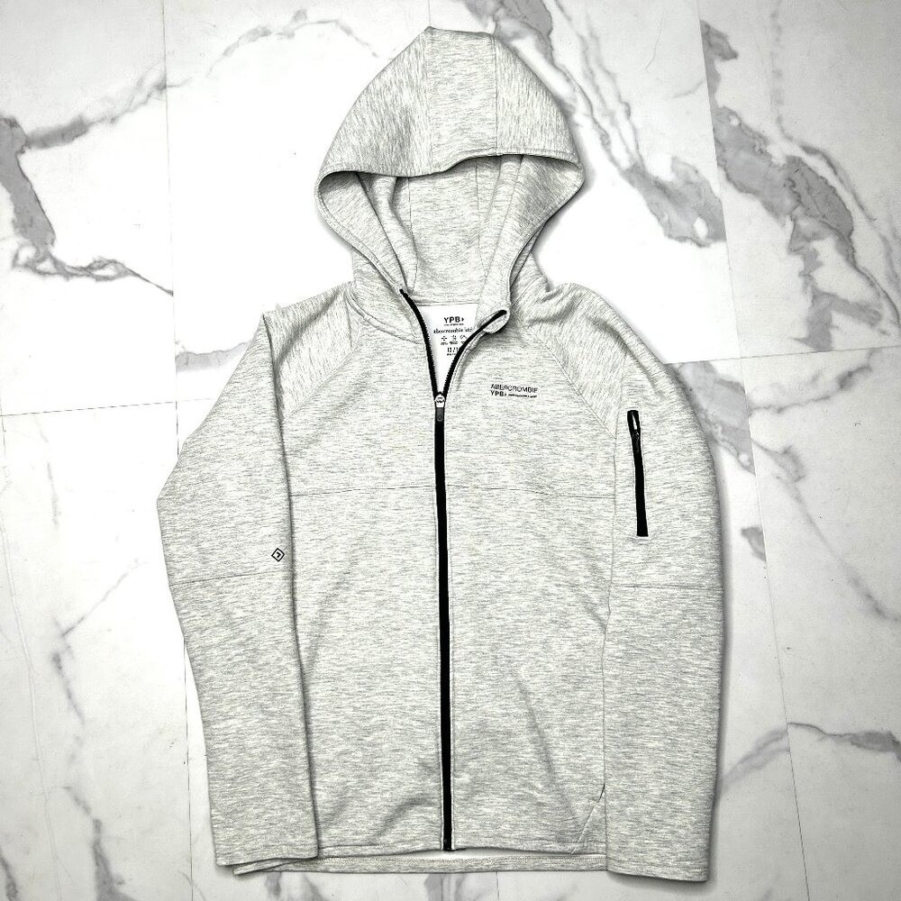 Abercrombie YPB Zip-Up Hoodie | Light Gray | Kids‎ 13/14 (Fits XS–S Adult)